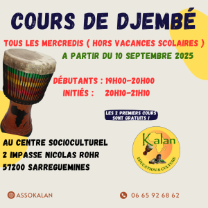 affiche cours de djembé 2025-2026 V